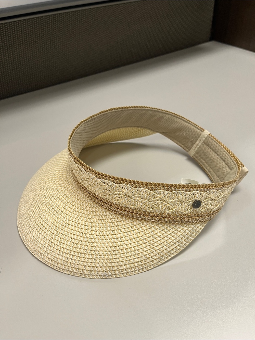 Sunday Afternoons Women's Cream Straw Visor with Braided Trim